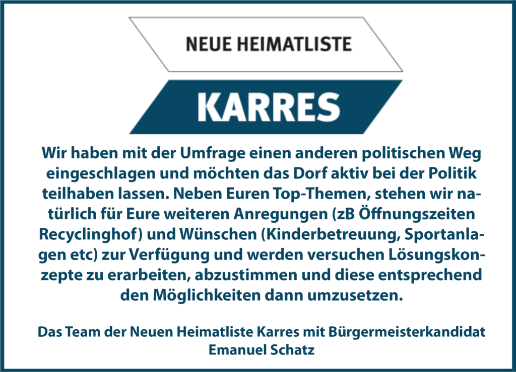 Neue Heimatliste Karres​ Inputs